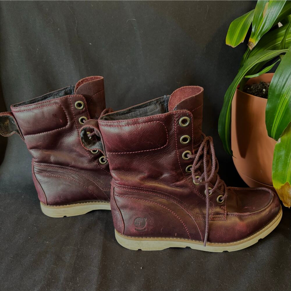 Women’s Timberland Earthkeepers Mosley Burgundy Lace Up Ankle Boots, size 6 - Picture 7 of 9